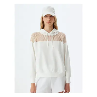 Koton Oversize Sweatshirt Hooded Mesh Detail Long Sleeve