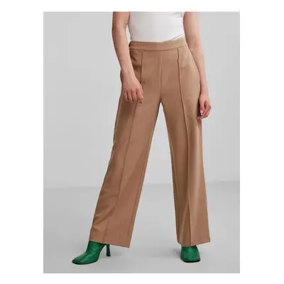 Women's Brown Striped Wide Trousers Pieces Bossy - Women's