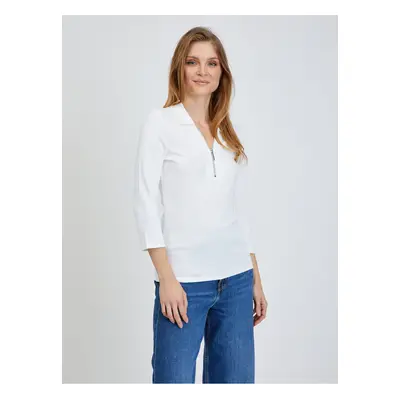 Cream T-shirt with three-quarter sleeves ORSAY - Women