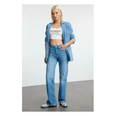 Trendyol Blue High Waist Wide Leg Jeans