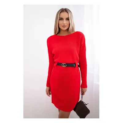 Sweater with wide belt red