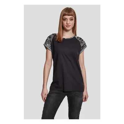 Women's contrasting raglan t-shirt black/dark camo