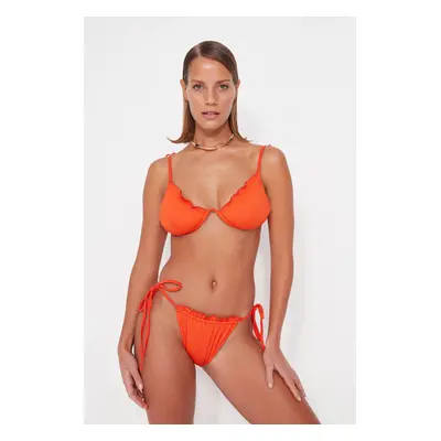 Trendyol Gránátalma virágfodros magas lábú bikini alsó