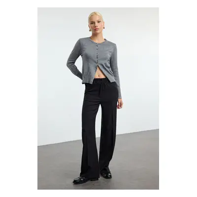 Trendyol Black Elastic Waist Straight Cut Woven Trousers