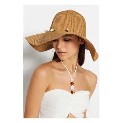 Trendyol Camel Shell Detail Straw Hat for Women