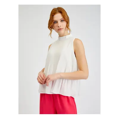 Orsay White Pleated Blouse - Ladies