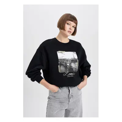 DEFACTO Oversize Fit Crew Neck Thick Sweatshirt