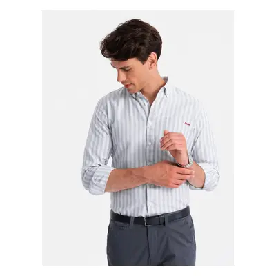 Ombre Men's REGULAR FIT shirt in white stripes with pocket - grey