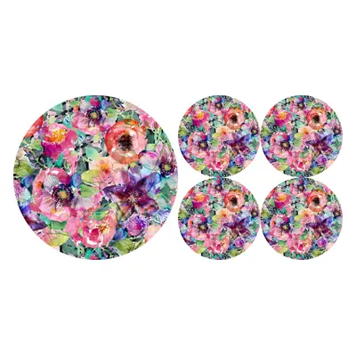 Bertoni Home Unisex's 1+4 Round Table Pads Set Flora