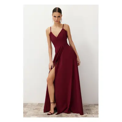 Trendyol Burgundy Woven Long Elegant Evening Dress