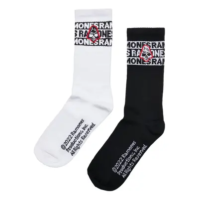 Ramones Skull Socks 2-Pack Black/White