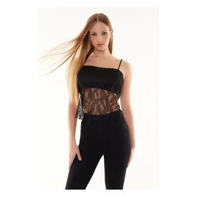 Trendyol Black Knitted Lace Blouse