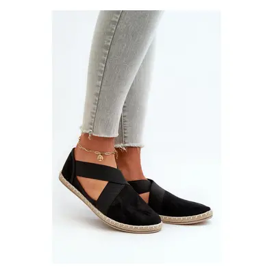 PE1 Női espadrillek elasztikus pántokkal Eco Suede Black Phaedrana