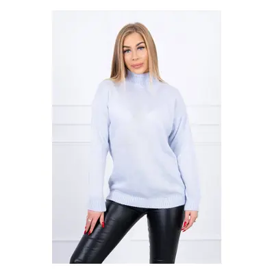 Blue sweater with high neckline