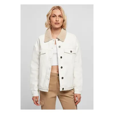 Women's oversized denim jacket Sherpa in white