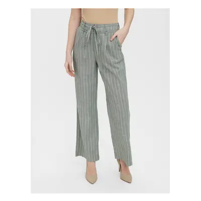 Light green striped wide trousers VERO MODA Serena - Women