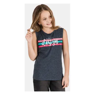 SAM73 Dark blue girls' tank top with print SAM - Girls