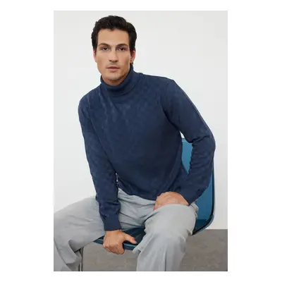 Trendyol Indigo Men's Turtleneck Textured Knitwear Sweater