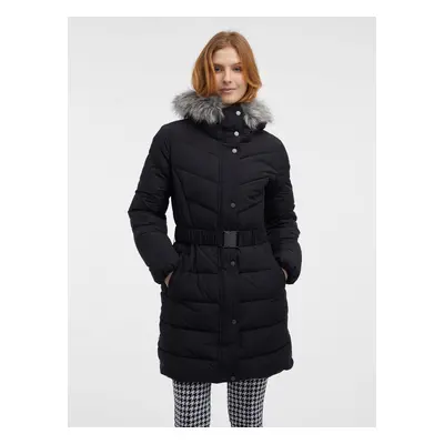 Orsay Black women's quilted coat with faux fur - Women