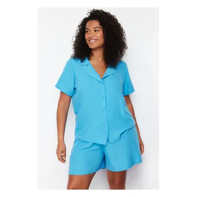 Trendyol Curve Saks Shirt Collar Woven Pajama Set