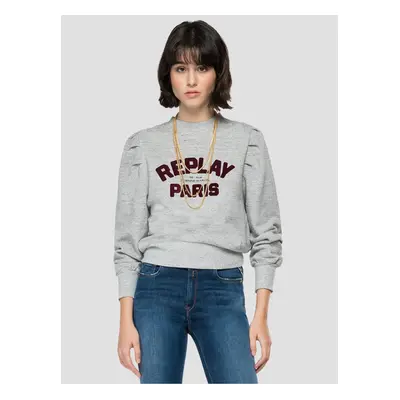 Replay Light grey women's patterned sweatshirt with chain in gold color Re - Women