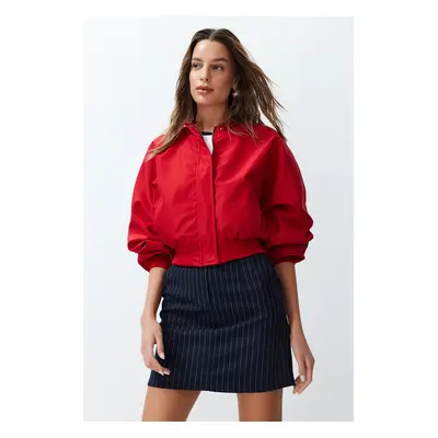 Trendyol Red Oversize Drawstring Detailed Water Repellent Bomber Jacket Coat