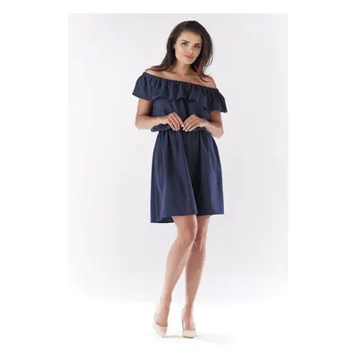 Awama Woman's Dress A185 Navy Blue