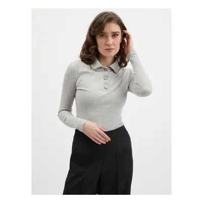 Orsay Light Grey Womens Lined Polo T-Shirt - Women