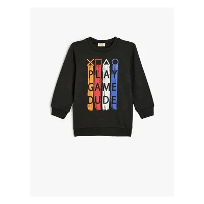 Koton Sweatshirt Game Themed Long Sleeve Crew Neck Raised