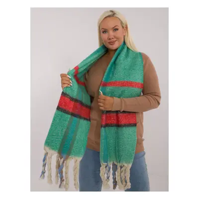 Green knitted plaid women's scarf