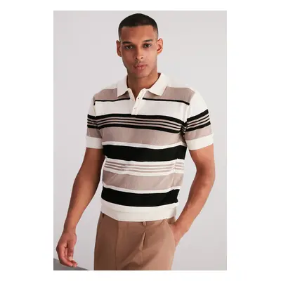 Trendyol Multi Color Regular Fit Striped Knitwear Polo Neck T-Shirt