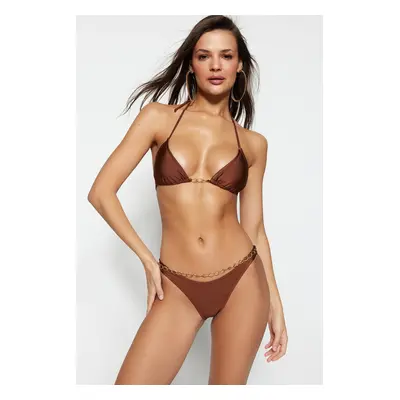 Trendyol barna lánc kiegészítő normál lábú bikini alsó