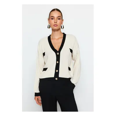 Trendyol Stone Color Block kötöttáru Cardigan