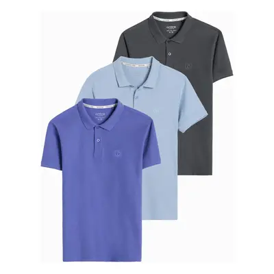 Ombre Set of men's pique knit polo shirts 3-pack