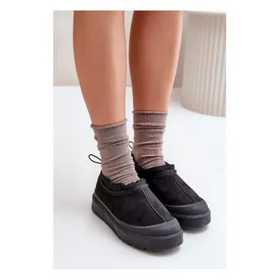 Women's Platform Snow Boots With Low Shaving Black Izamine