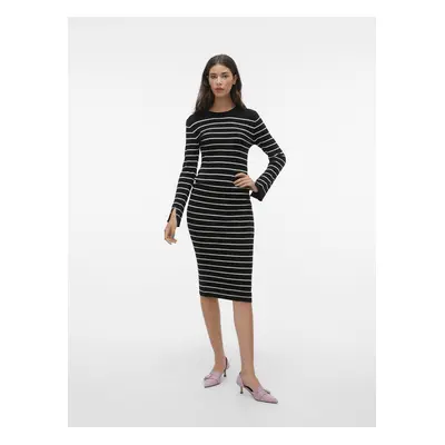 Black women's striped sweater dress VERO MODA Gold - Women