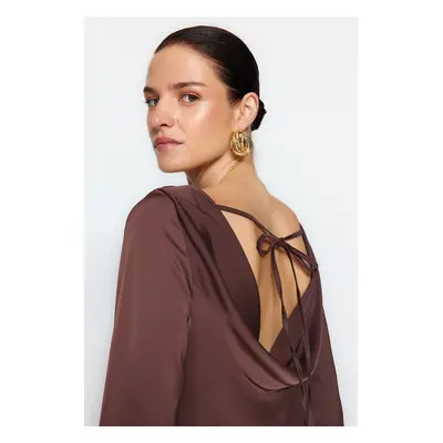 Trendyol Brown Back Detailed Satin Woven Blouse