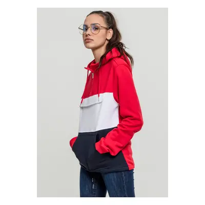 Women's Color Block Sweat Pull Over Hoody Burnt/Navy/White