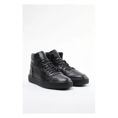 Trendyol Black Genuine Leather Men's High Top Sneakers