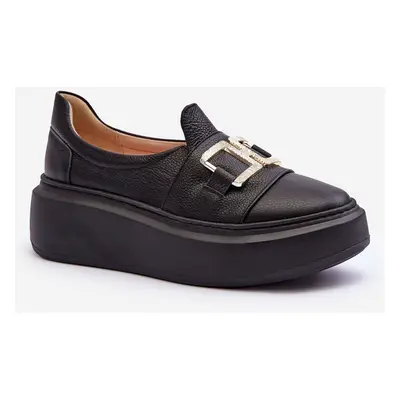 Lewski Shoes Női bőr platformcipő Black Lewski