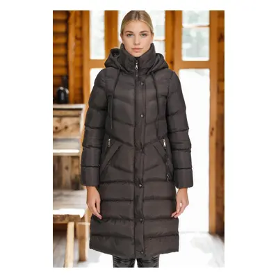 Z6719 DEWBERRY WOMEN'S COAT-LIGHT BLACK