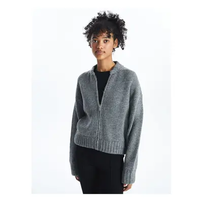 LC Waikiki College Collar Plain Long Sleeve Women's Knitwear Cardigan