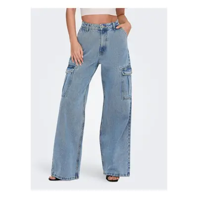 Light blue women's wide jeans with pockets ONLY Hope - Women