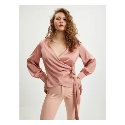 Pink Ladies Wrap Satin Blouse Guess Lovisa - Women