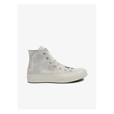 Light Grey Women's Ankle Flowered Sneakers Converse Chuck - Ladies