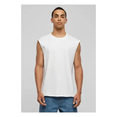 White sleeveless T-shirt with open hem