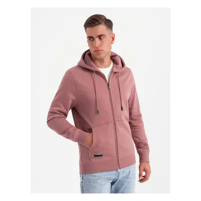 Ombre BASIC men's unbuttoned cotton sweatshirt - dark pink