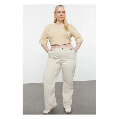 Trendyol Curve Stone Wide Leg/Wide Leg Woven Fabric Trousers