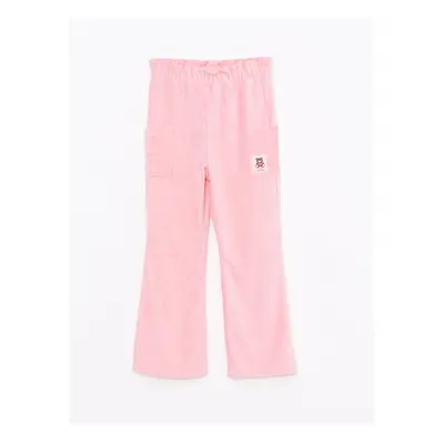 LC Waikiki Girls' Velvet Printed Sweatpants with Elastic Waist