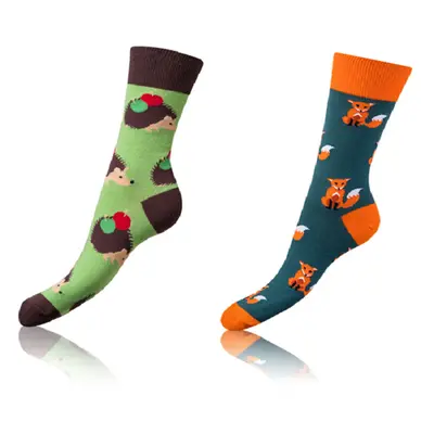 Bellinda CRAZY SOCKS 2x - Cheerful Socks Pairs - Orange - Light Green